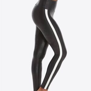 SPANX Black Leggings with White Stripe